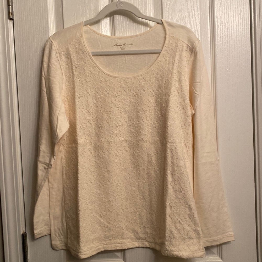 Eddie Bauer Scoop Neck Lace Long Sleeve Shirt.